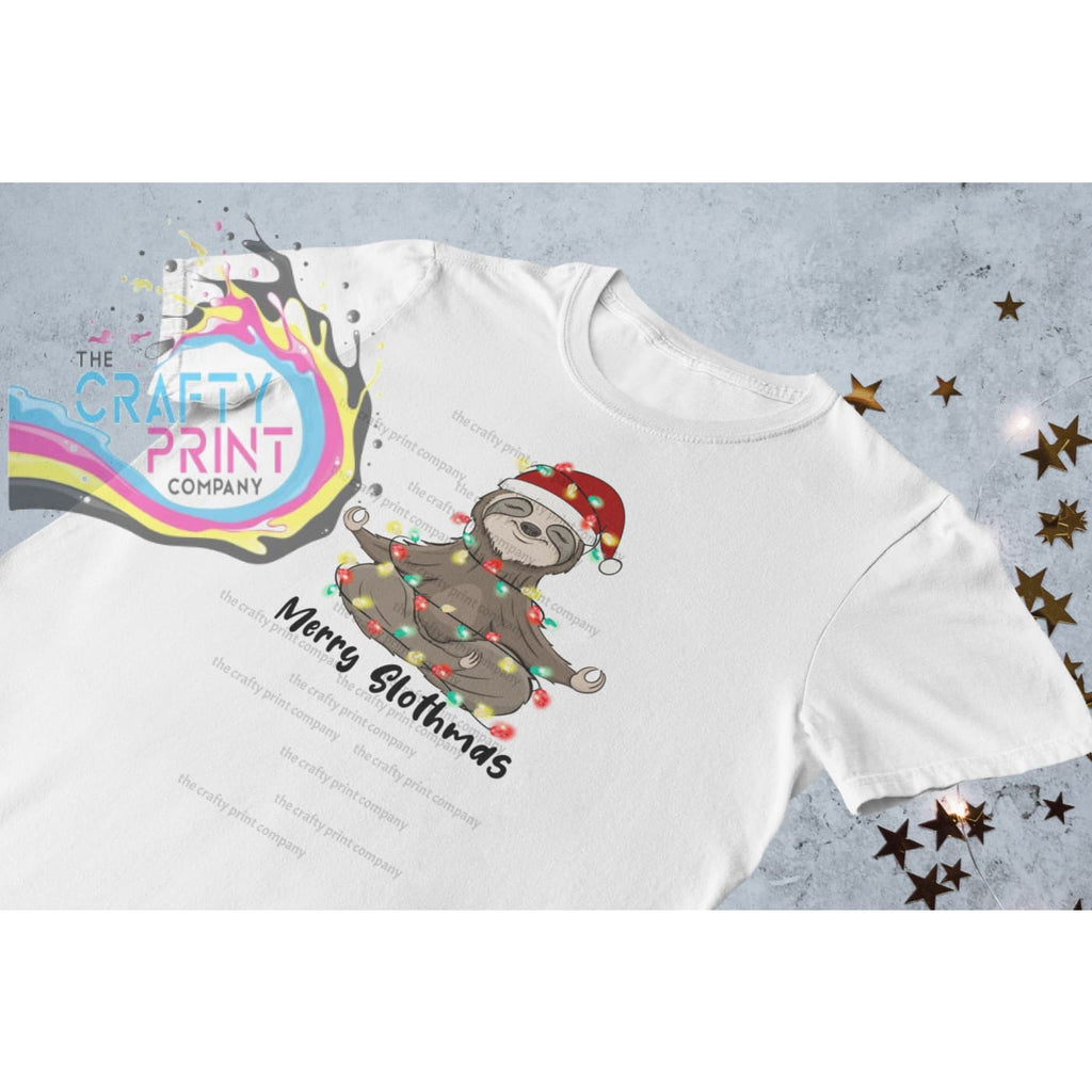 Merry Slothmas Christmas T-shirt - White - Shirts & Tops