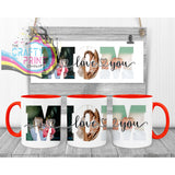 Mom We/I Love You Personalised Mug - Red Handle & Inner