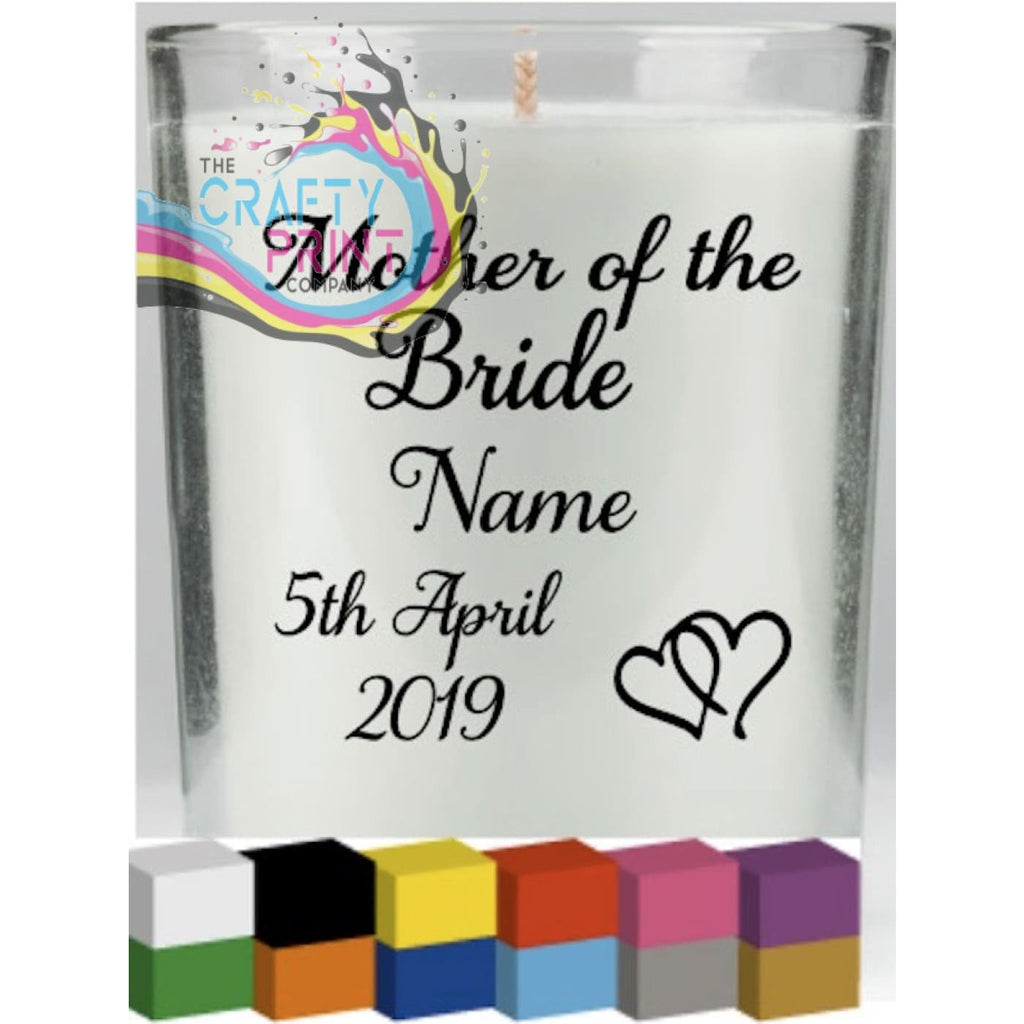 Mother of the Bride / Groom V2 Personalised Candle Decal