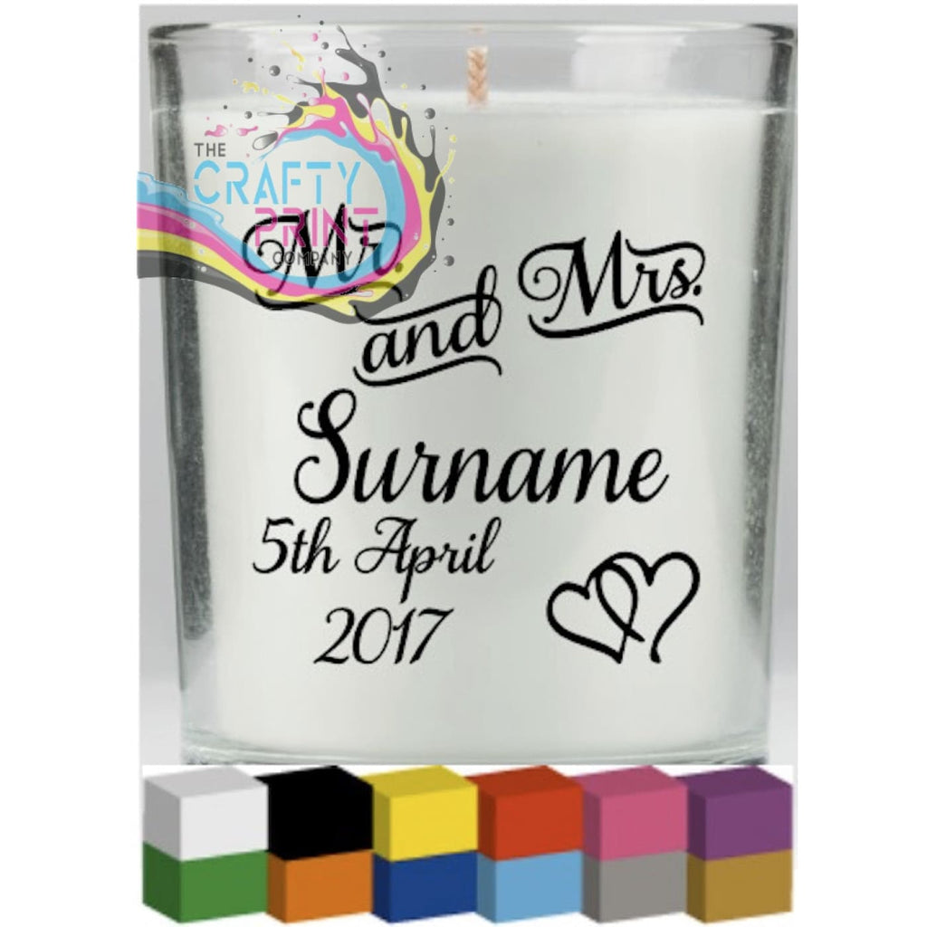 Mr & Mrs Personalised Candle Decal Vinyl Sticker -