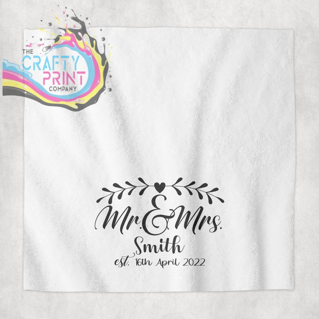 Mr & Mrs Surname Est Personalised Face Cloth - Bath Towels