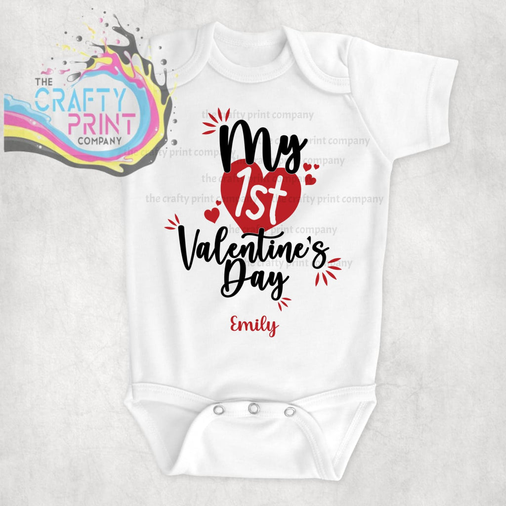 My 1st Valentines Day Hearts Bodysuit - Baby One-Pieces