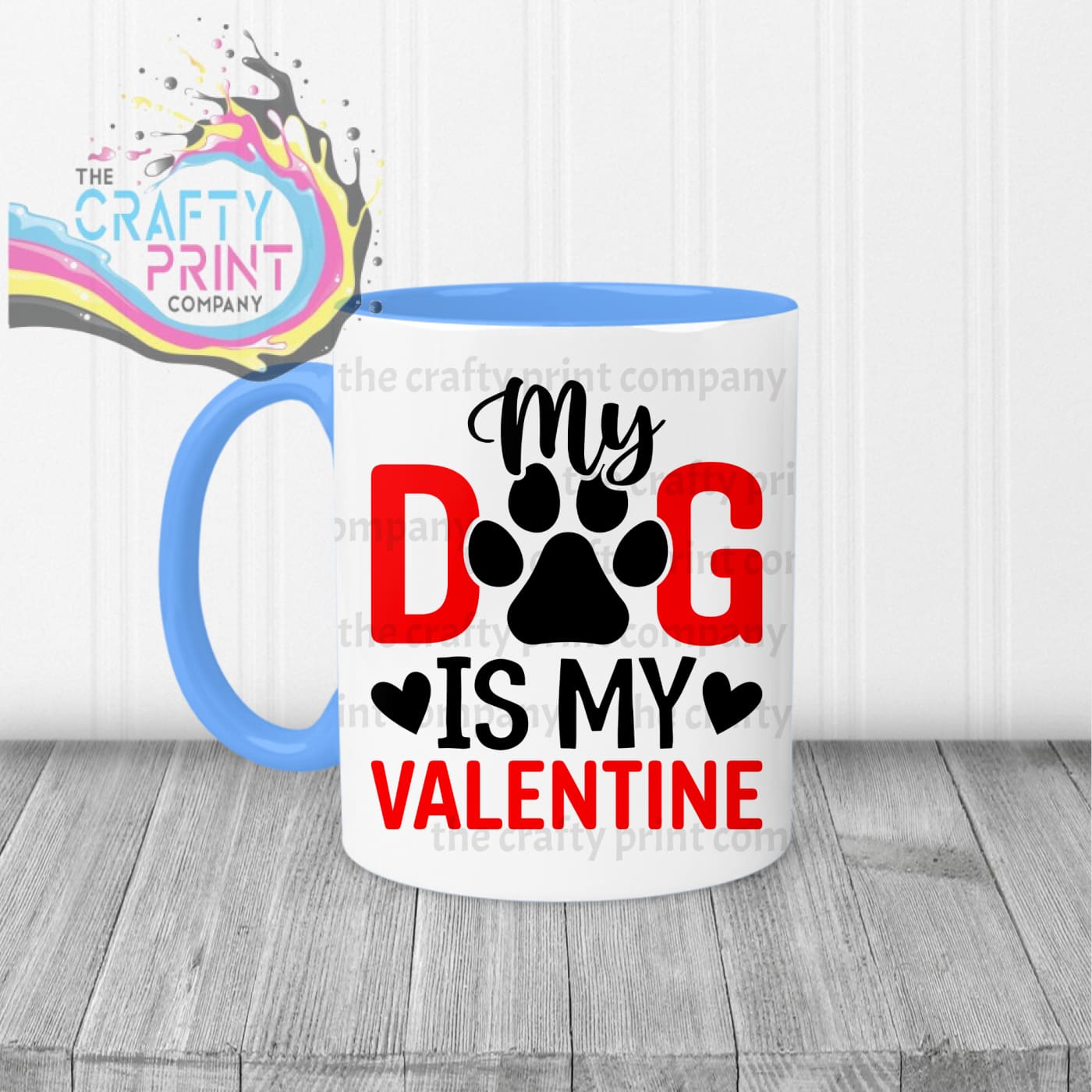 My Dog is Valentine Mug - Blue Handle & Inner - Mugs
