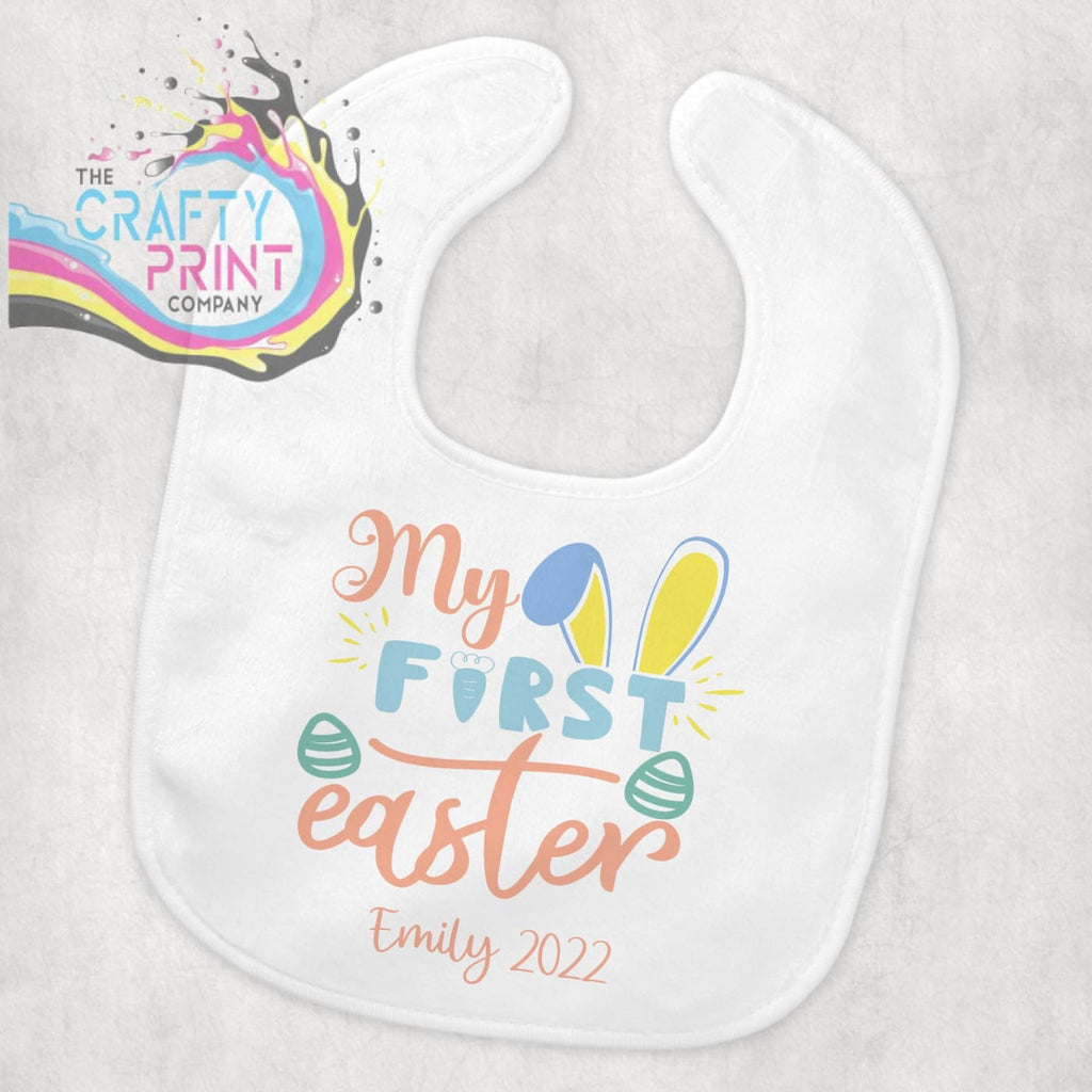 My First Easter Bunny Ears Personalised Baby Bib - Pink