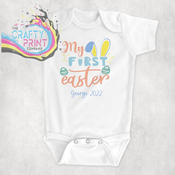 My First Easter Ears Personalised Bodysuit / Vest - Blue -
