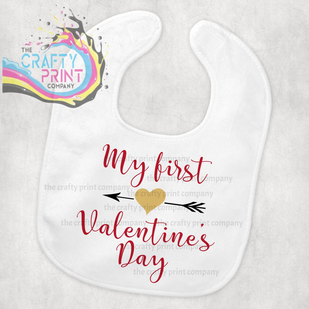 My First Valentines Day Gold Heart Baby Bib - & Toddler