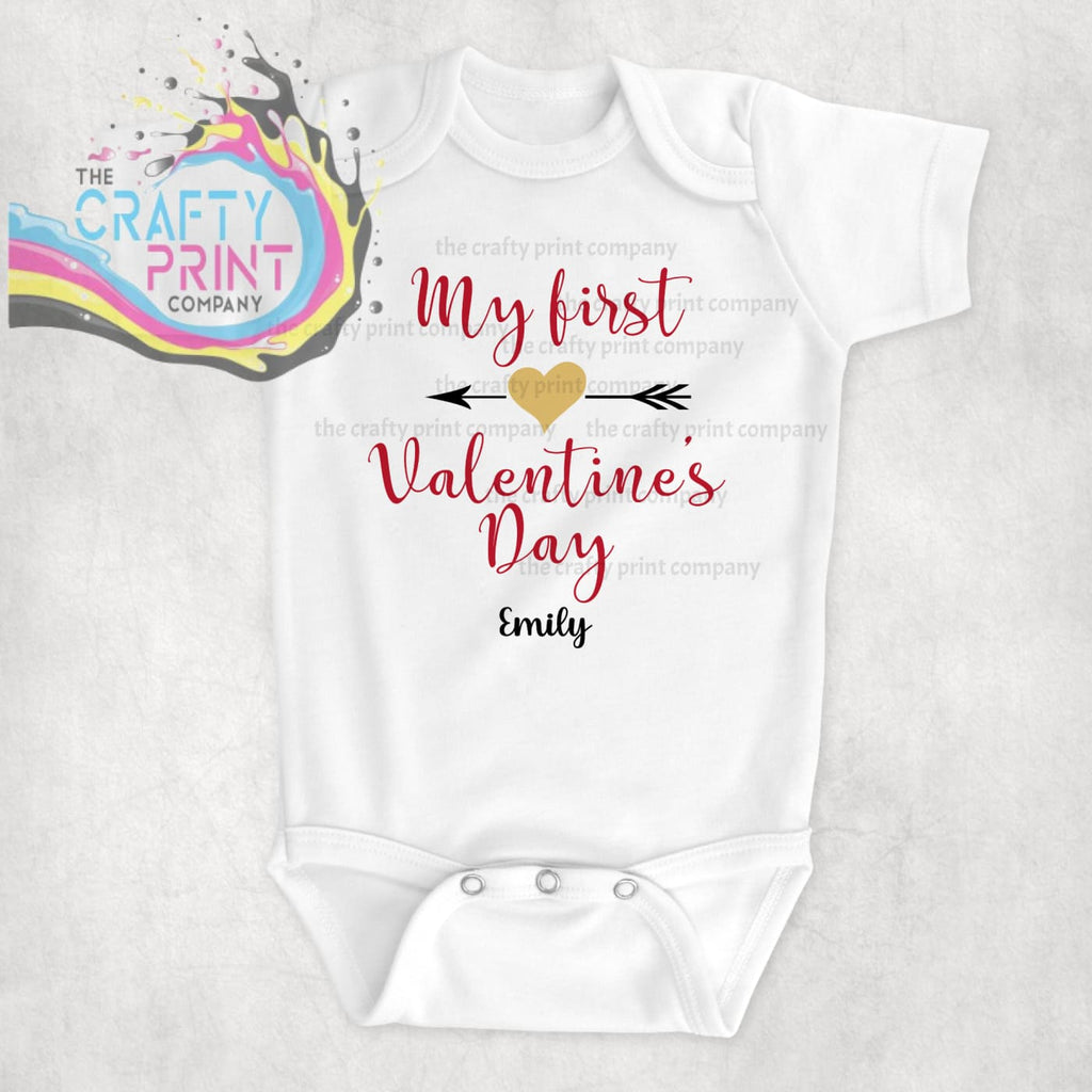 My First Valentines Day Gold Heart Bodysuit - Baby