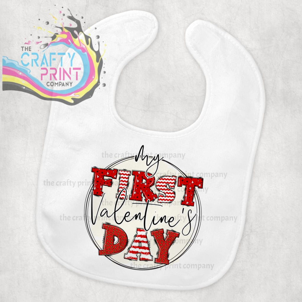 My First Valentine’s Day Valentine Letters Baby Bib - &