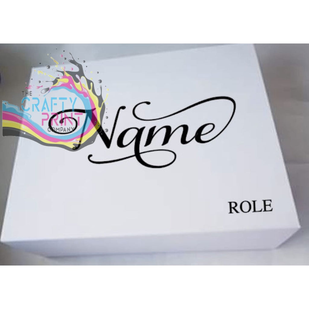 Name and Role Personalised Wedding Box Vinyl Sticker -