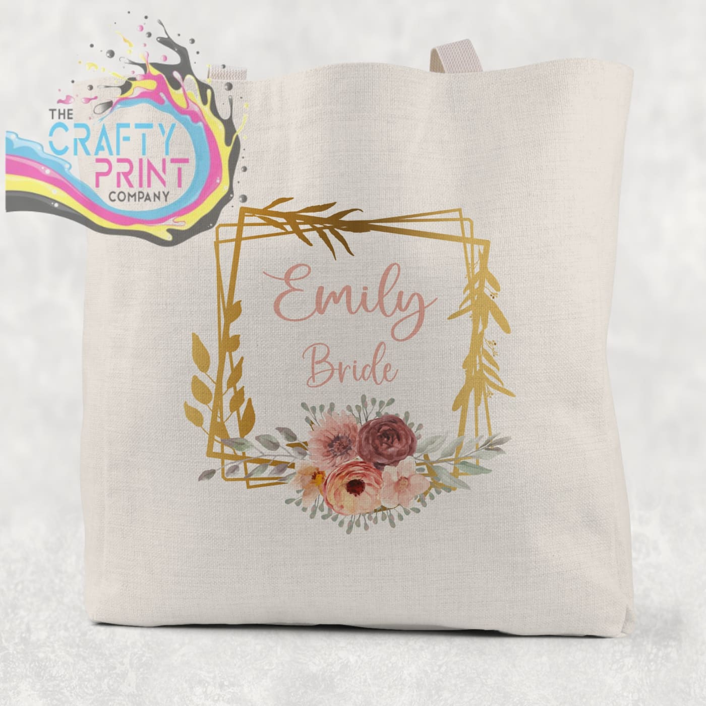 Name / Role Wedding Blush Flower Cotton Tote Bag - Natural