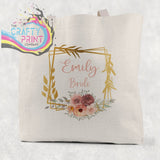 Name / Role Wedding Blush Flower Cotton Tote Bag - Natural