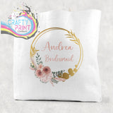 Name / Role Wedding Blush Flower Cotton Tote Bag - Shopping