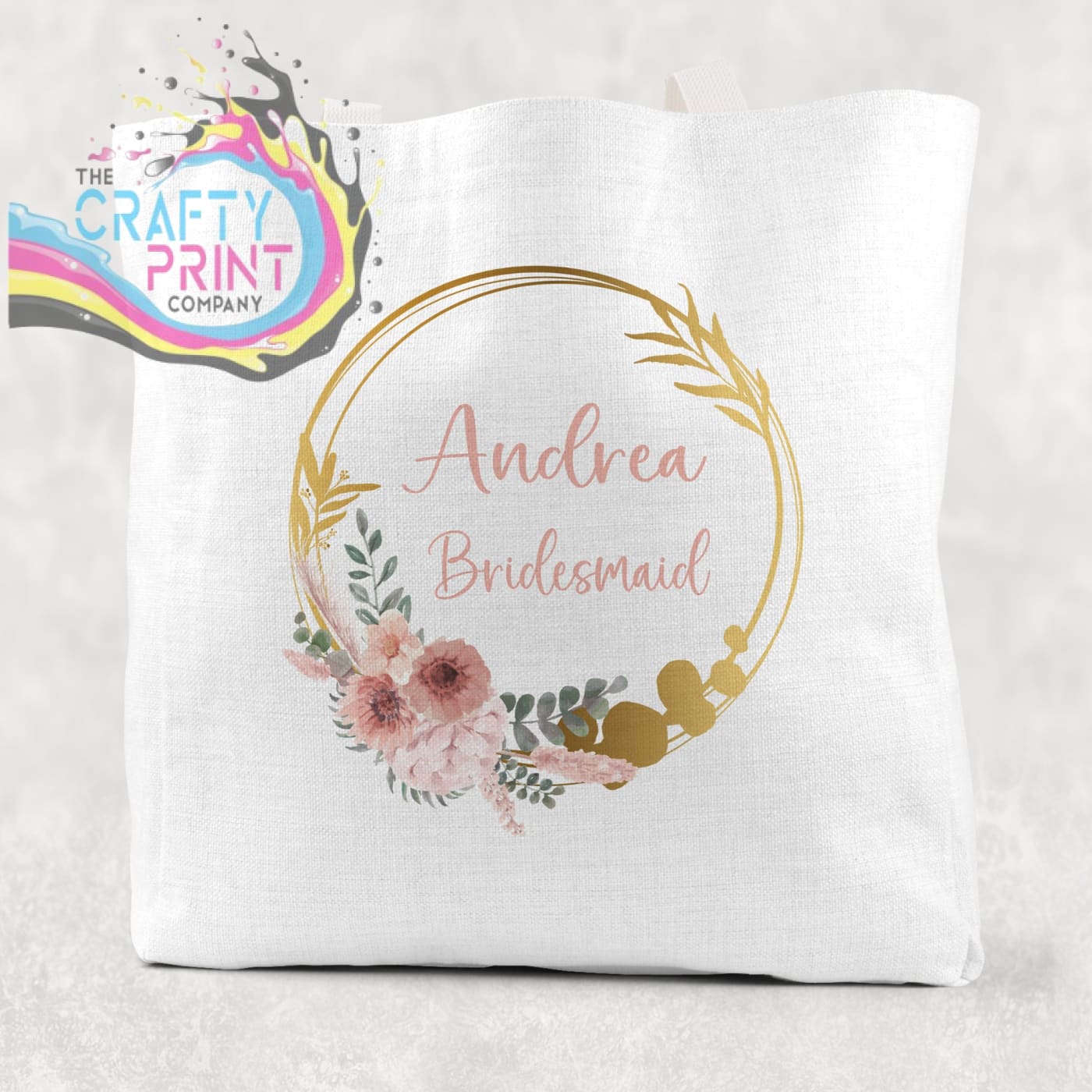 Name / Role Wedding Blush Flower Cotton Tote Bag - Shopping