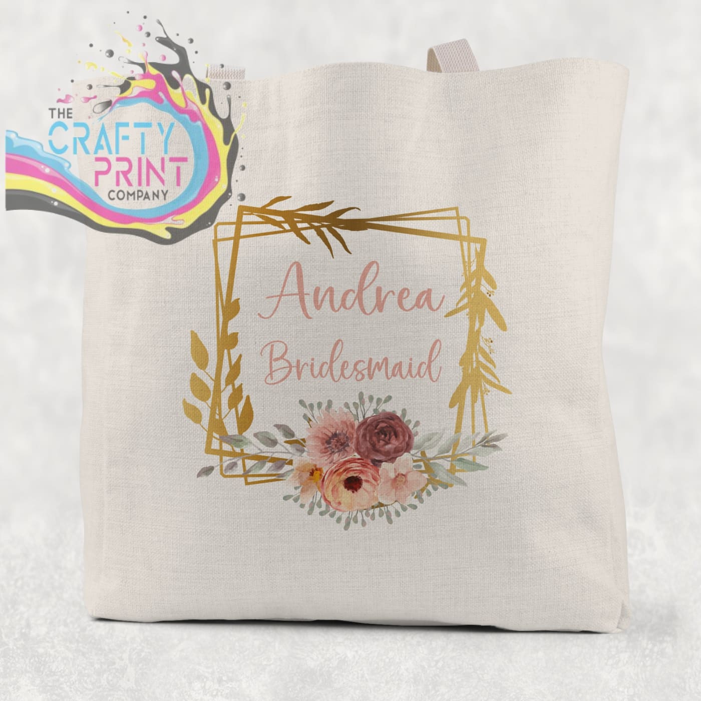 Name / Role Wedding Blush Flower Cotton Tote Bag - Shopping