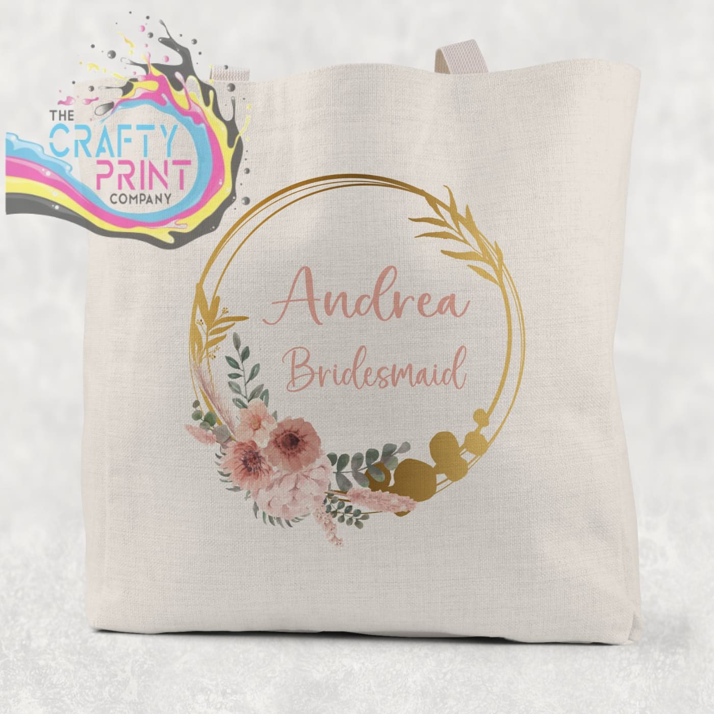 Name / Role Wedding Blush Flower Cotton Tote Bag - Shopping
