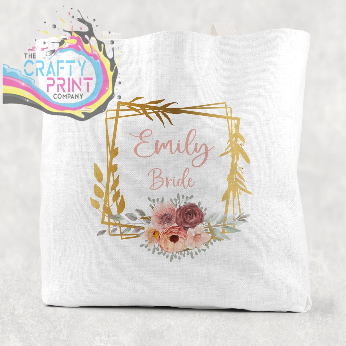 Name / Role Wedding Blush Flower Cotton Tote Bag - White