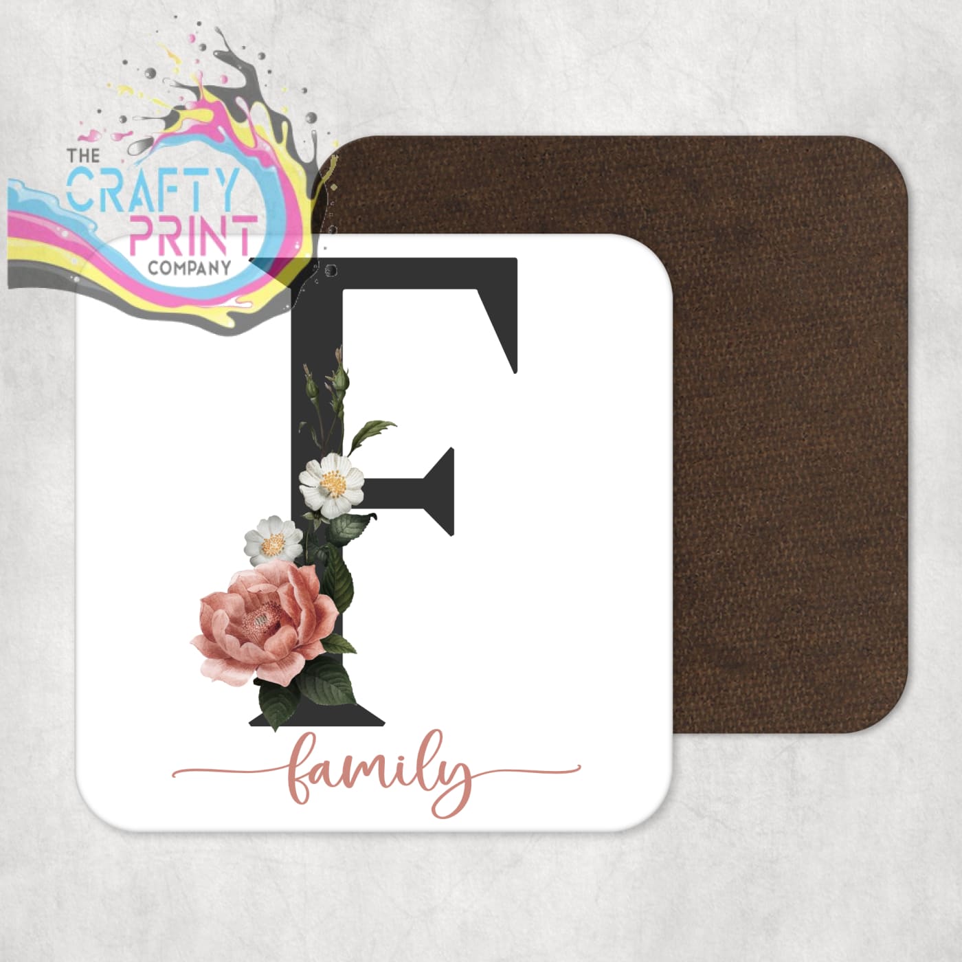 Name Watercolour Flower Personalised Coaster - Coasters