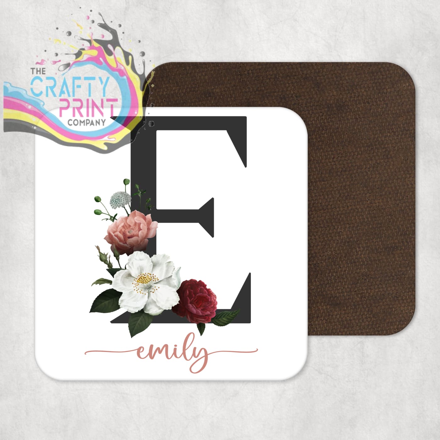 Name Watercolour Flower Personalised Coaster - Coasters