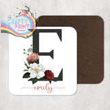 Name Watercolour Flower Personalised Coaster - Coasters