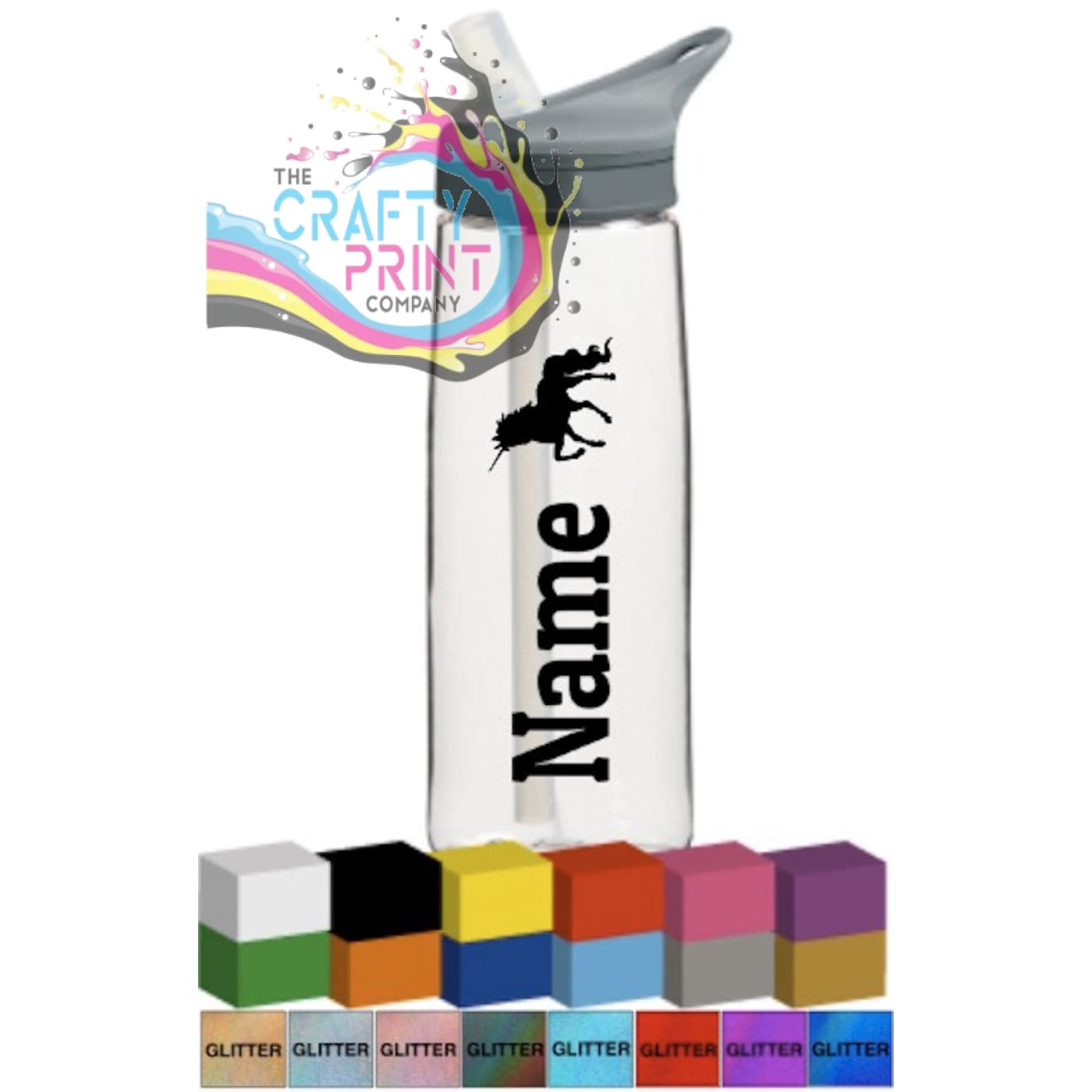 Name with Silhouette Personalised Bottle Vinyl Decal