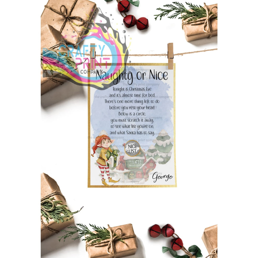 Naughty or Nice List? Postcard Scratch Card - Boy Elf -