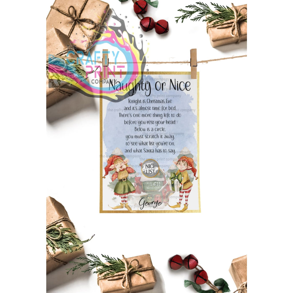 Naughty or Nice List? Postcard Scratch Card - Elves