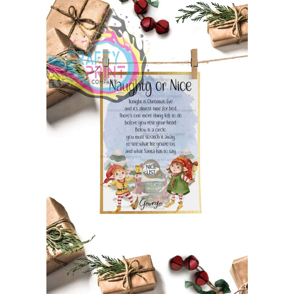 Naughty or Nice List? Postcard Scratch Card - Little Elves