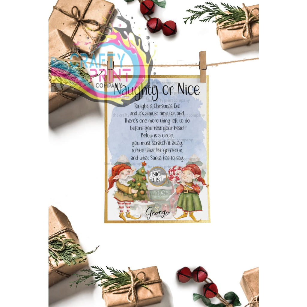 Naughty or Nice List? Postcard Scratch Card - Old Elves -