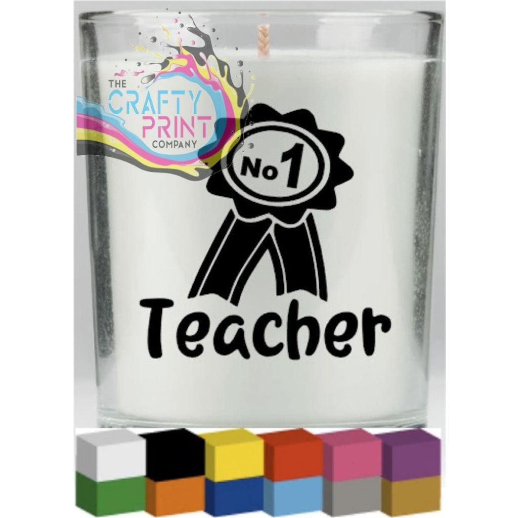 No 1 Teacher Candle Decal Vinyl Sticker - Decorative