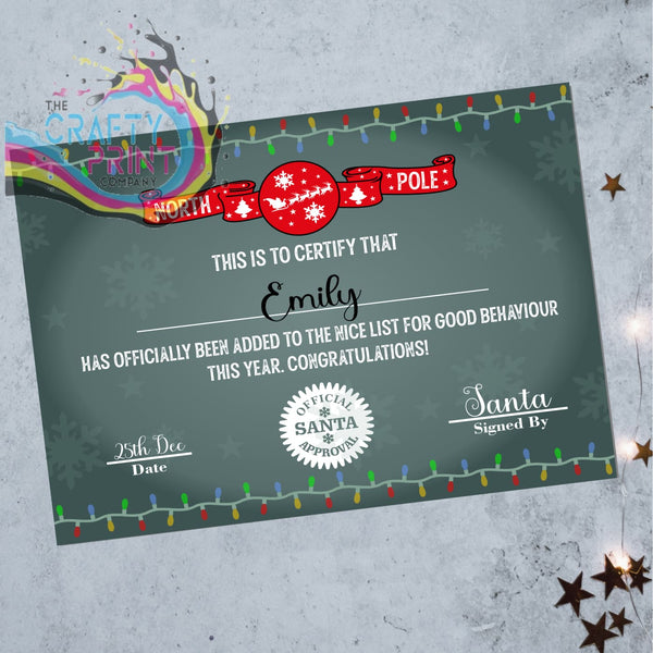 North Pole Santa Nice List Certificate - V2 - Posters Prints