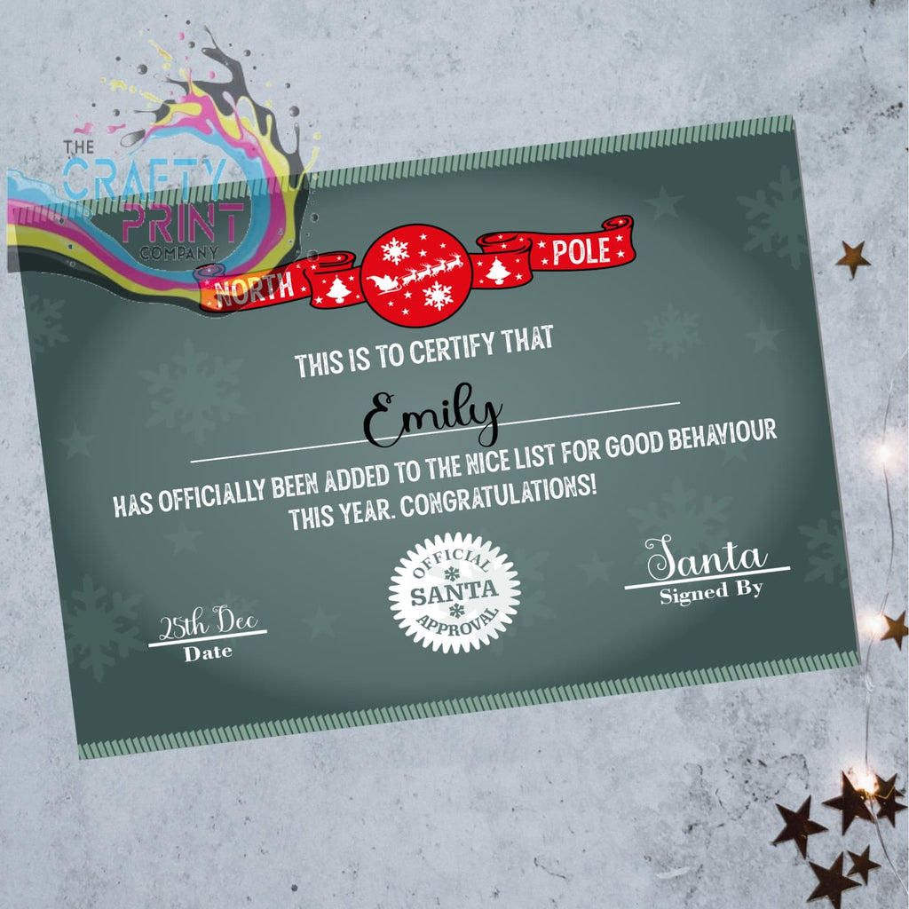 North Pole Santa Nice List Certificate - V3 - Posters