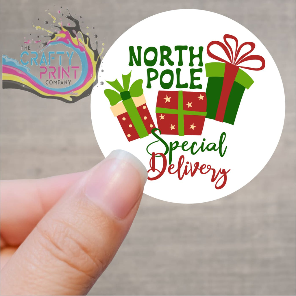 North Pole Special Delivery Printed Sticker - Decorative