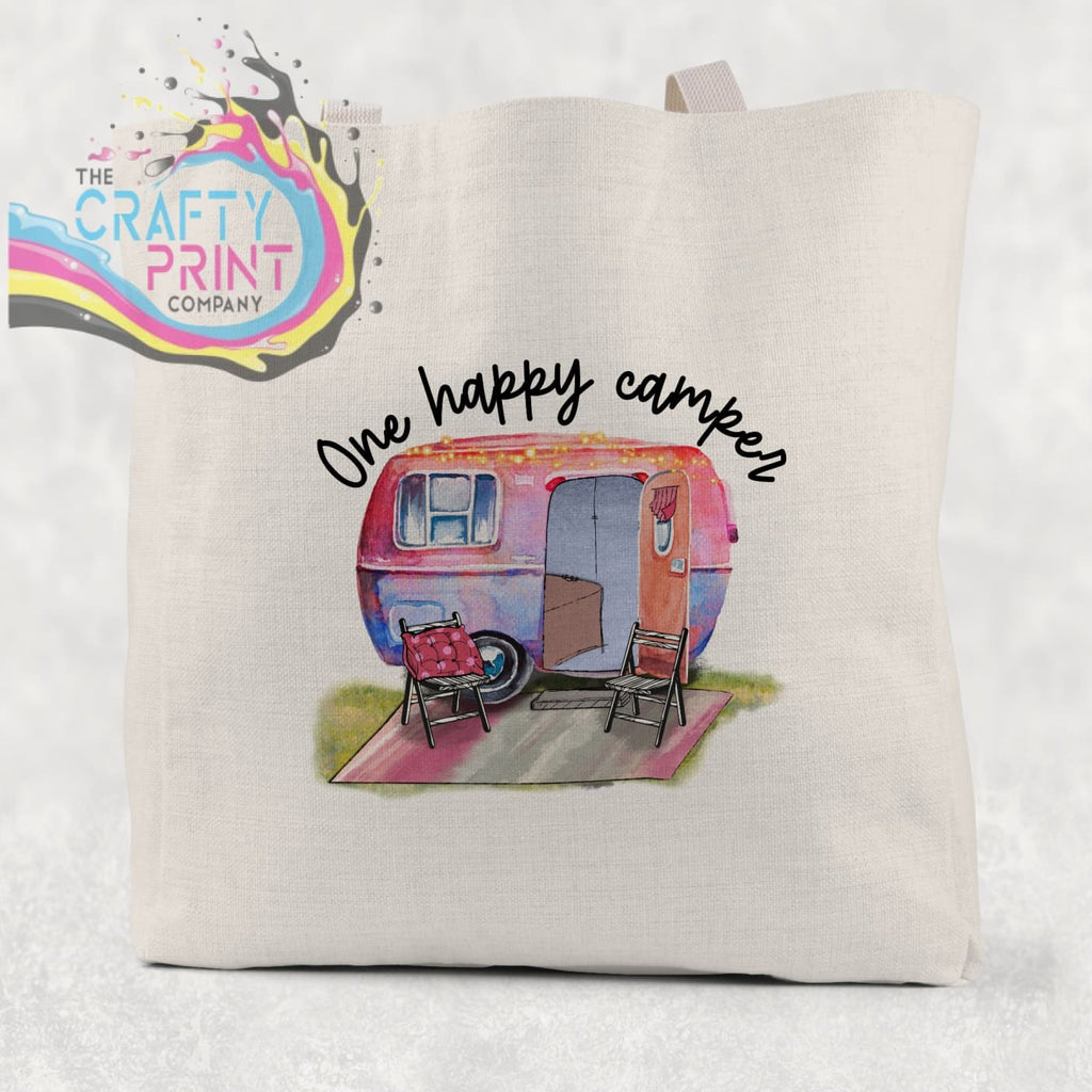 One Happy Camper Cotton Tote Bag - Natural - Shopping Totes