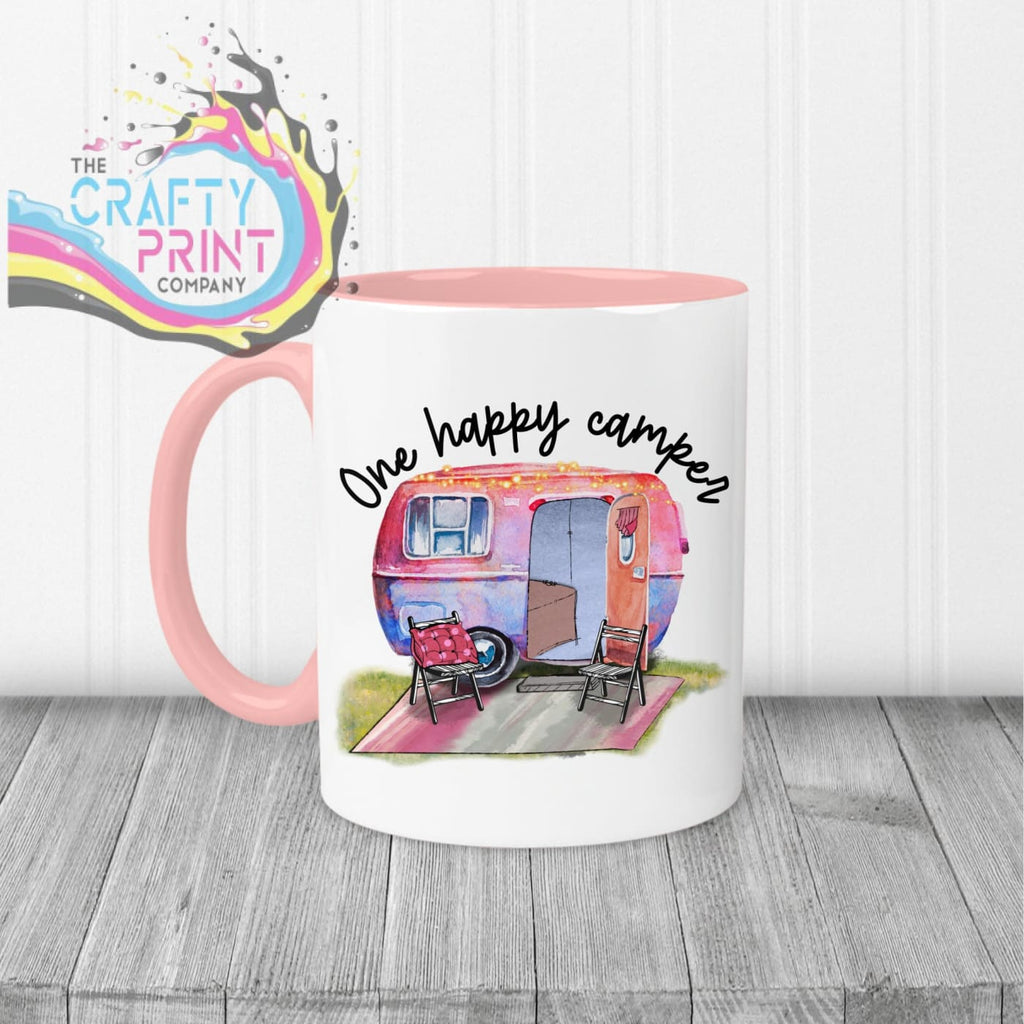 One Happy Camper Mug - Pink Handle & Inner - Mugs