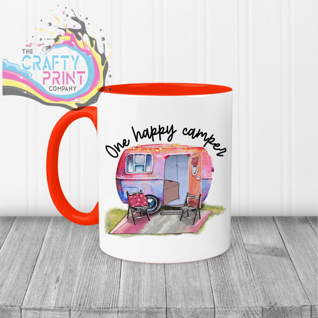 One Happy Camper Mug - Red Handle & Inner - Mugs