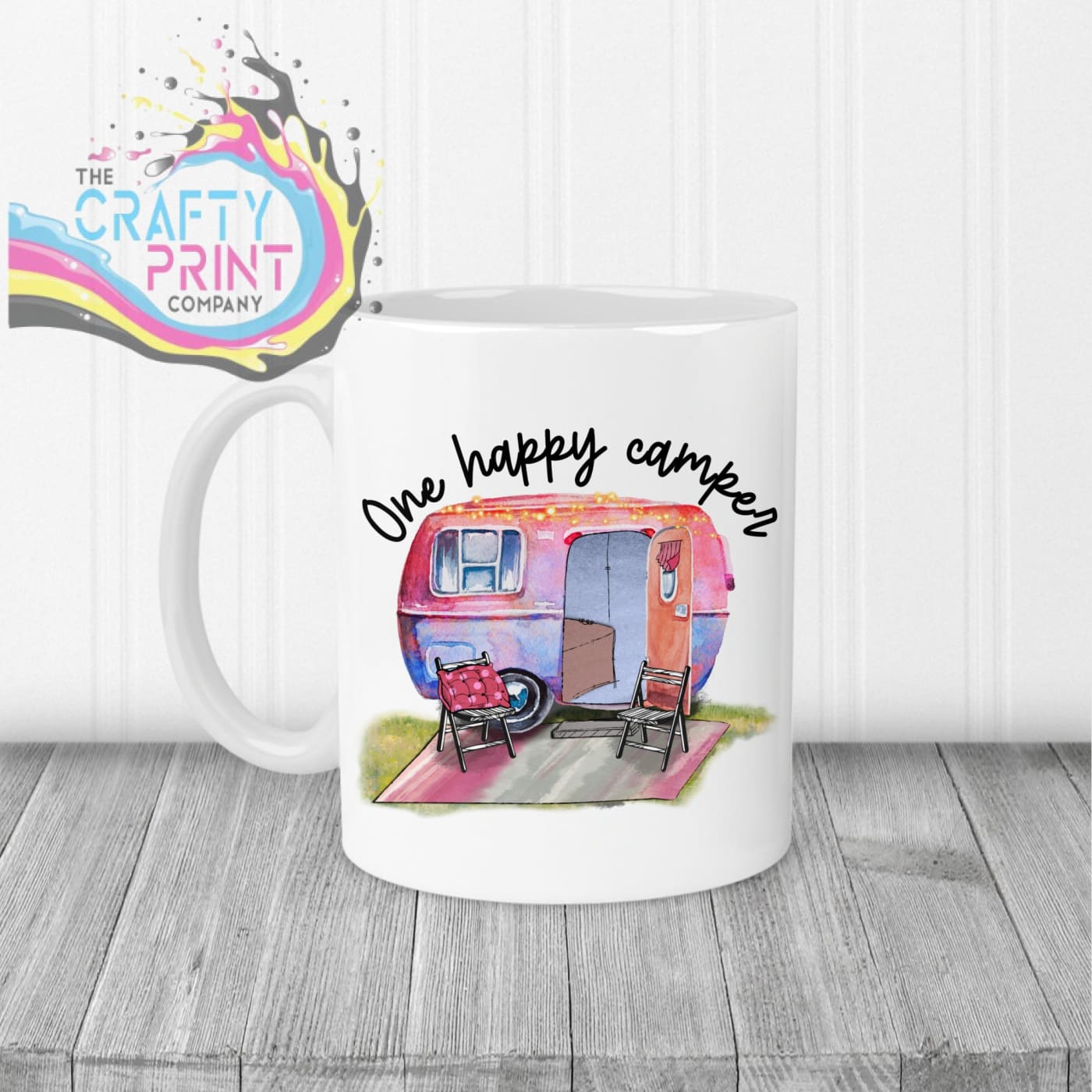 One Happy Camper Mug - White Handle & Inner - Mugs