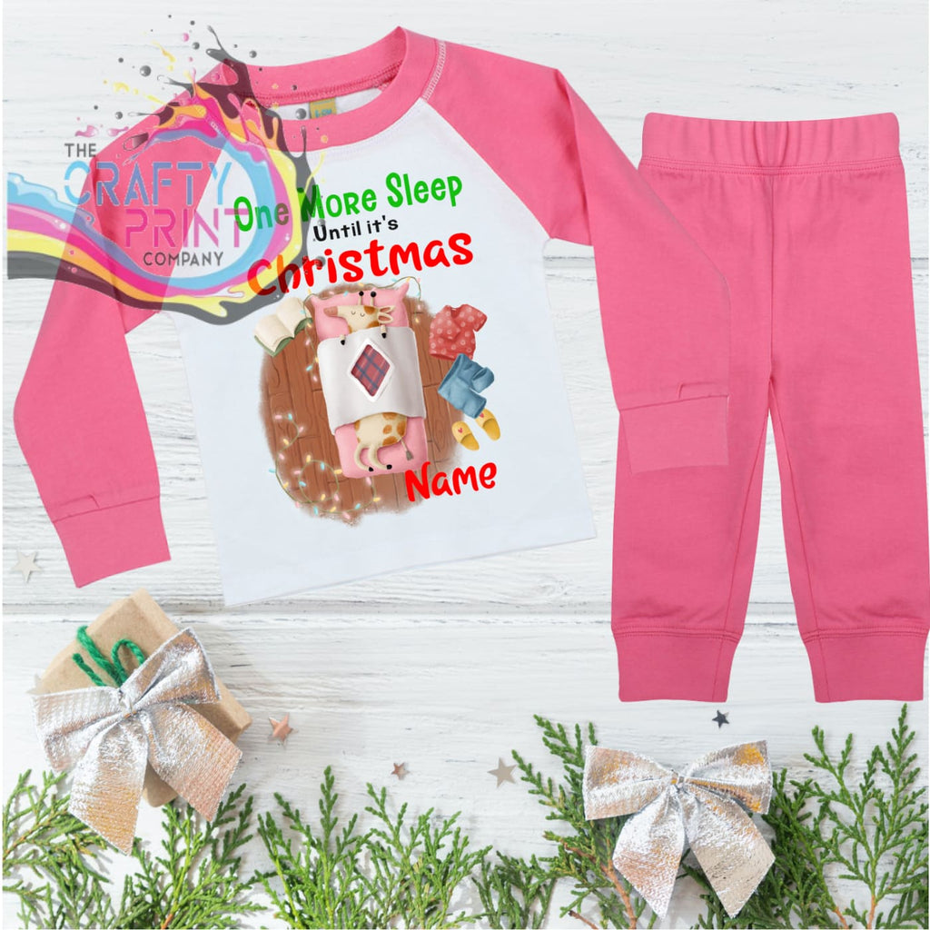 One More Sleep Giraffe Personalised Pyjamas - Pink