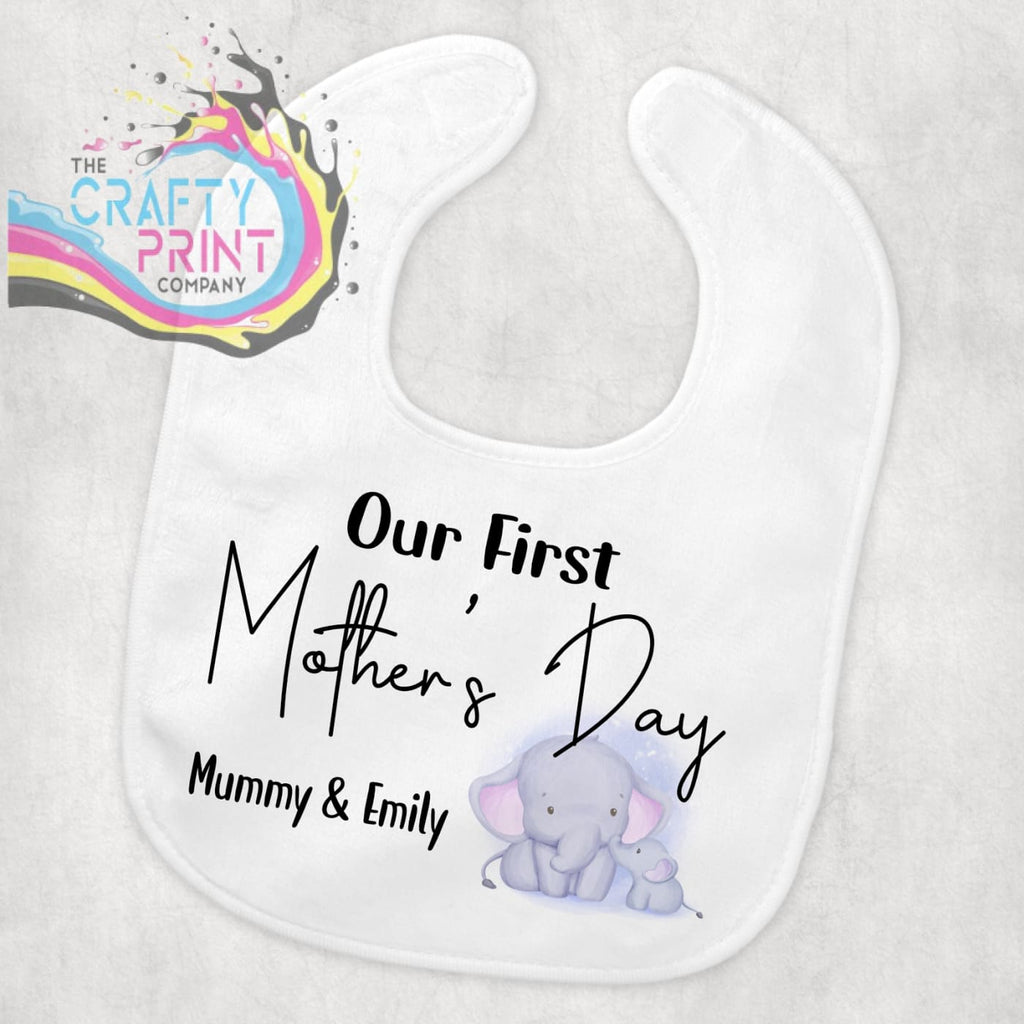 Our First Mother’s Day Elephant Personalised Baby Bib - &