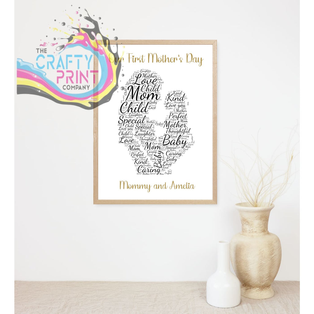 Our First Mother’s Day Wordart Print - A4 / Gold - Posters