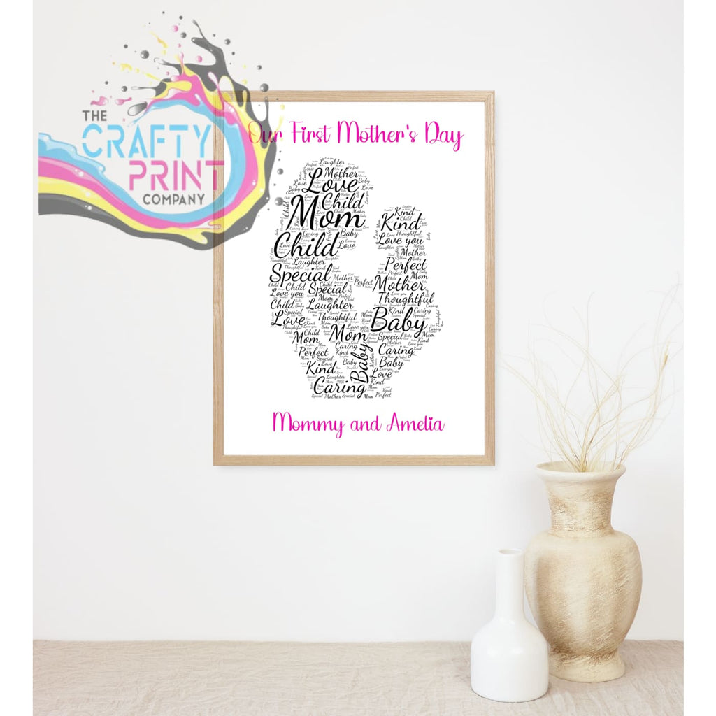 Our First Mother’s Day Wordart Print - A4 / Pink - Posters