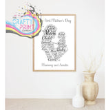 Our First Mother’s Day Wordart Print - A4 / Silver