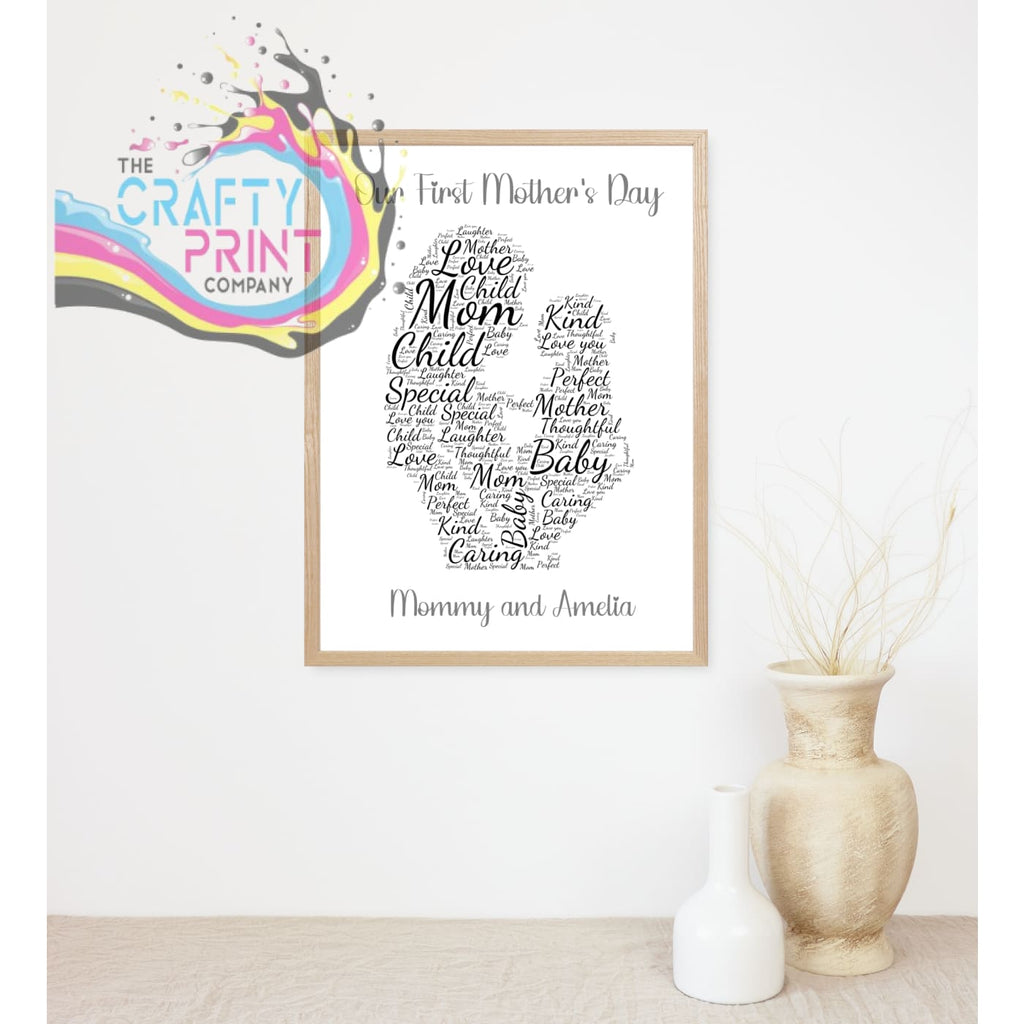 Our First Mother’s Day Wordart Print - A4 / Silver