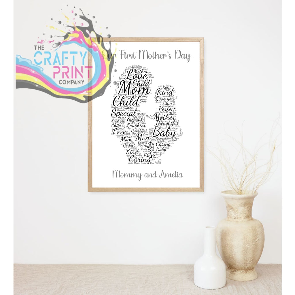 Our First Mother’s Day Wordart Print - A4 / Silver - Posters