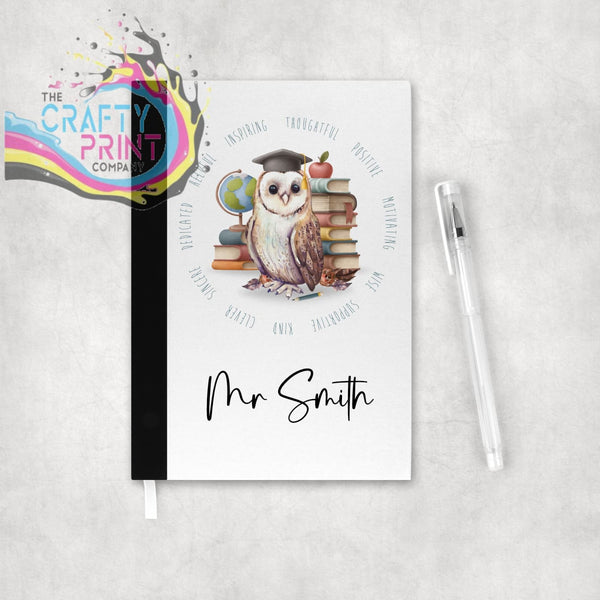 Owl Books Teacher Personalised Organiser Notebook - Male -