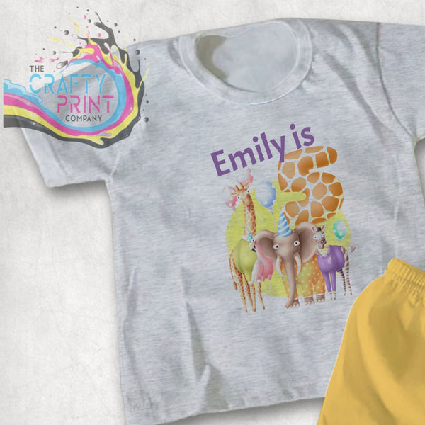 Party Animals Children’s T-shirt Personalised - Grey
