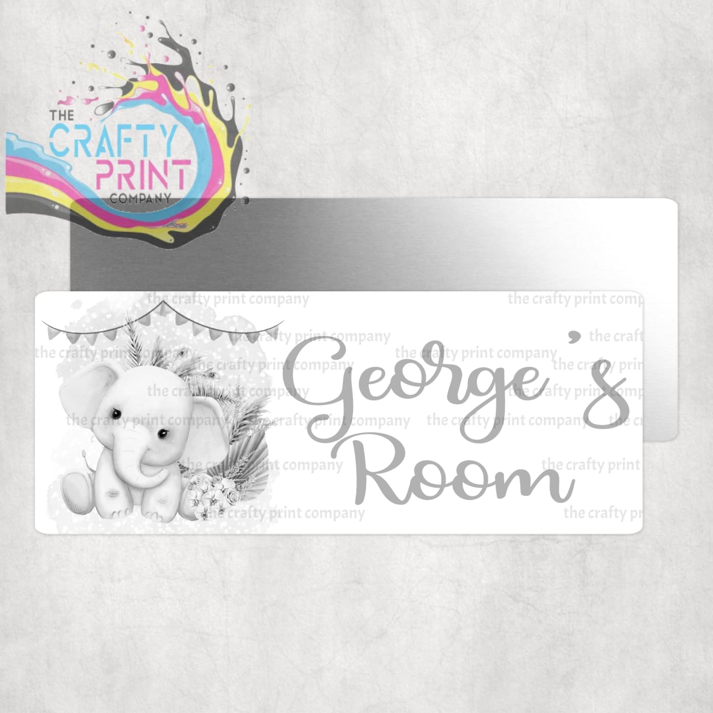 Personalised Boho Elephant Metal Bedroom Door Sign