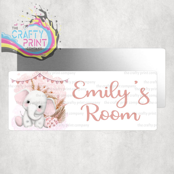 Personalised Boho Elephant Metal Bedroom Door Sign