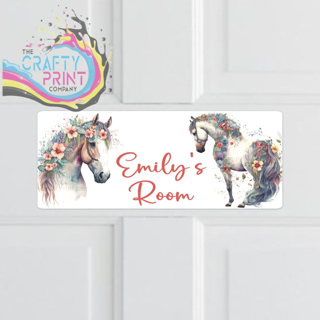 Personalised Boho Horses Metal Bedroom Door Sign