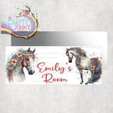Personalised Boho Horses Metal Bedroom Door Sign