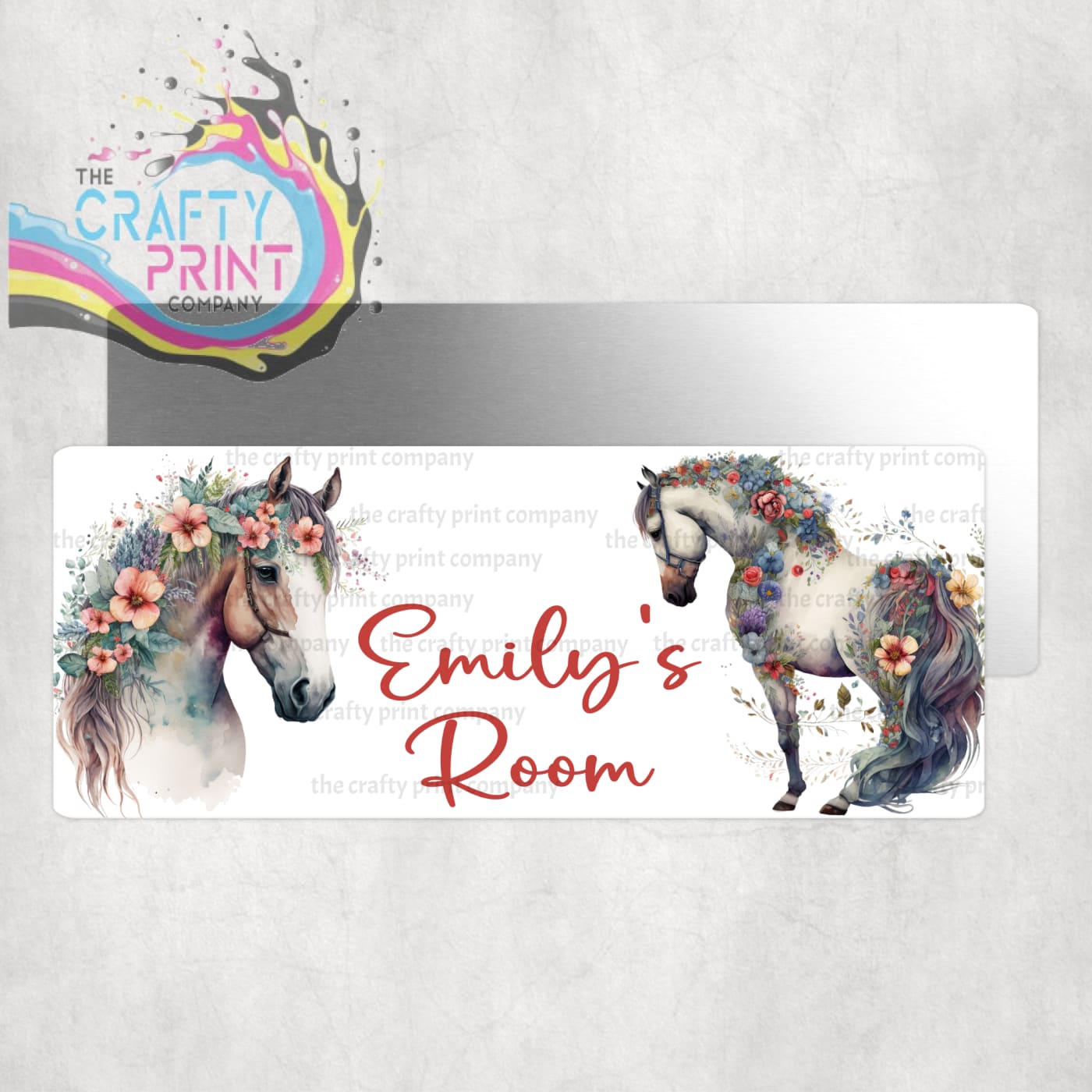 Personalised Boho Horses Metal Bedroom Door Sign